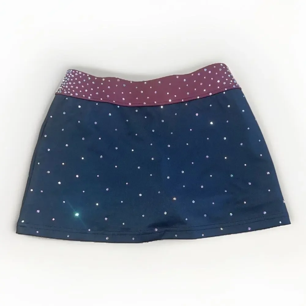 Rebel Athletic Rhinestone Adult Extra Small Cheer Skirt Skort Burgundy Black AXS